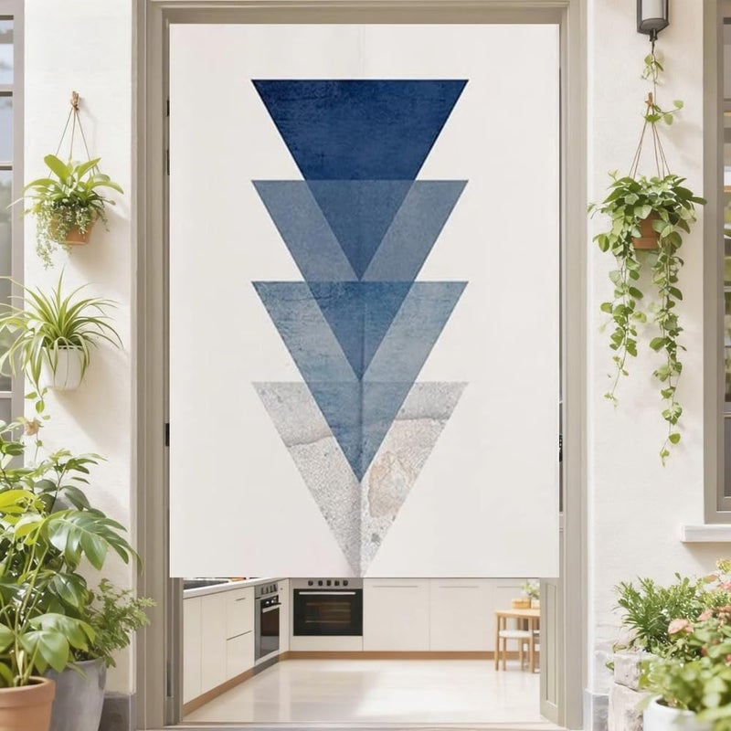 MYRU Japanese Noren Geometric Doorway Curtain Tapestry (Gradient Triangle,33.5 Inches x 59 Inches) - Image 1